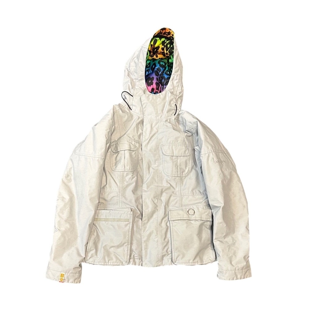 Bonfire Snowboarding Company Women's Ski Jacket Rainbow Leopard Print Hooded M